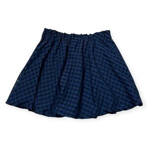 NWT Disney LC Lauren Conrad Navy Gingham Skirt M Elastic Waist Lined Checked